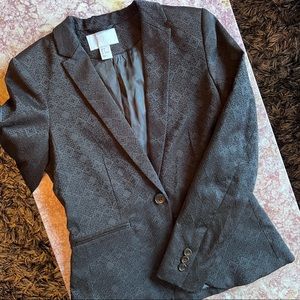 Black Textured Geometric Blazer